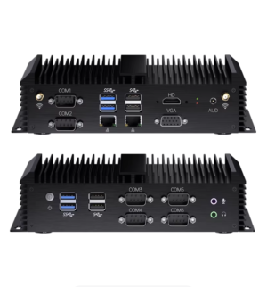 Fanless Industrial Mini PC Onboard Intel Core i3/i5/i7 Multiple Processors 2*RJ45 Lan 6*RS232 COM VGA HDMI Ports